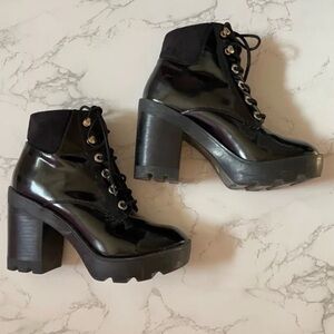 ALDO Faux Patent Leather Combat Boots